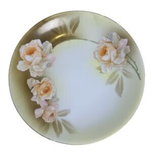 RS Tillowitz Silesia Gold Rim Cabinet Plate Hand Painted Roses Antique 8.25”
